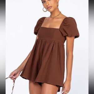 Lorna Romper Brown - Princess Polly